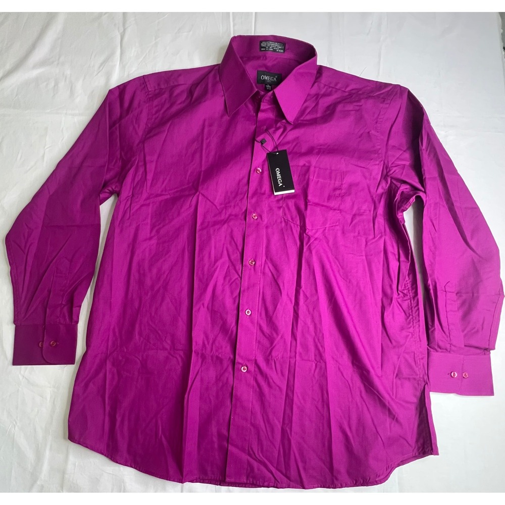 Omega Italy Purple‎ Dress Shirt Men's XL 17-17.5 34/35 Long Sleeve NWT